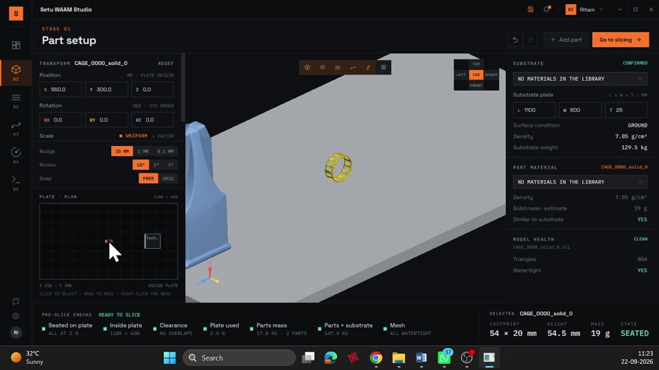 SETU part setup interface